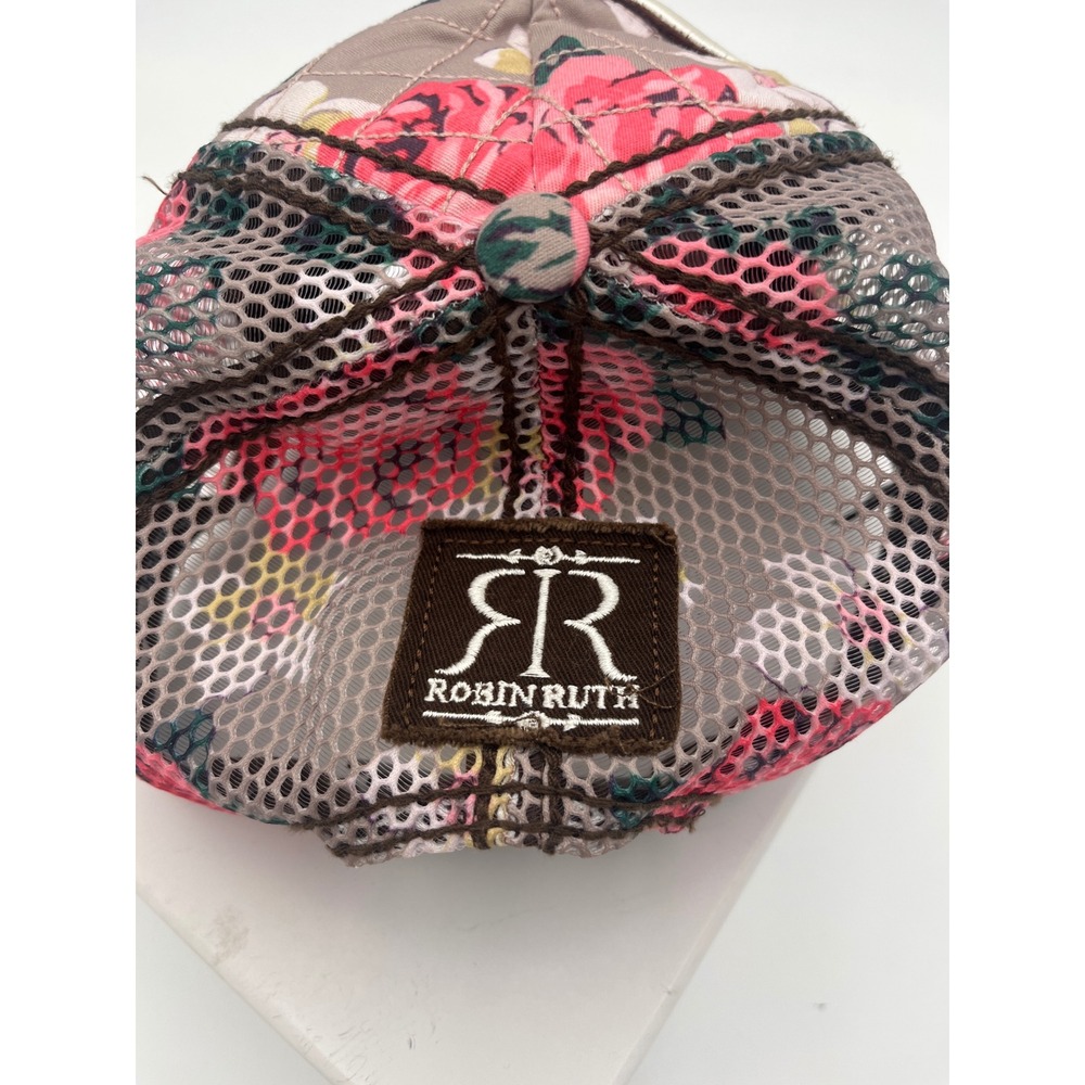 Robin Ruth Texas Floral Trucker Hat Pink Rose Quilted Snapback Mesh Cap Womens - Picture 2 of 5